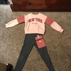 Pink and Gray New York Sweatshirt and Leggings Set
